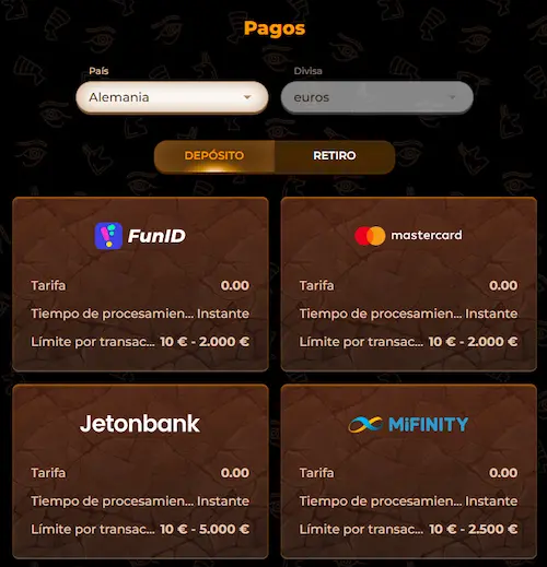 AmunRa Casino Espana pay